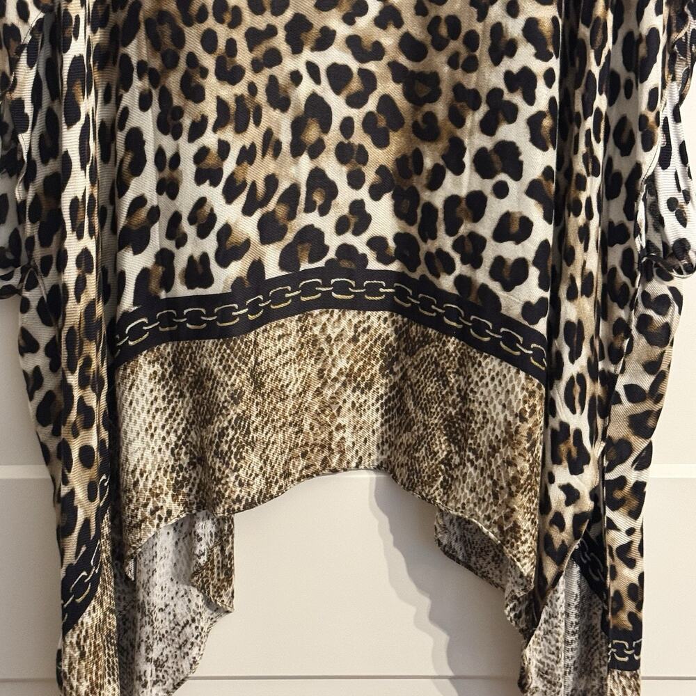 NWT Chicos Leopard Fusion Ruana One Size Open Front Kimono Old Money Mob Wife - Picture 10 of 10